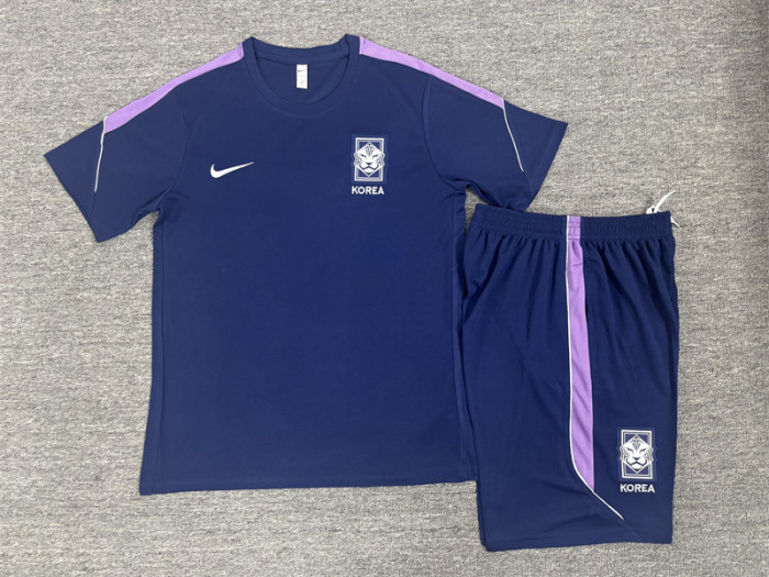 26/27 Kids Korea Away Navy Blue Short Sleeve + Soccer Shorts
