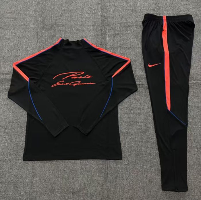 Player Version 26/27 Kids Paris Black Half Zipper Jacket+Long Pants