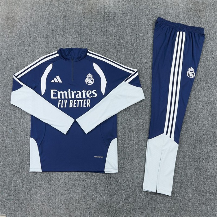 26/27 Real Madrid Away Navy Blue Half Zipper Jacket Tracksuit + Long Pants