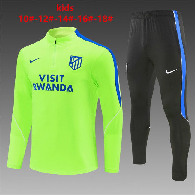 26/27 Kids Atlético Madrid Third Fluorescent Green Half Zipper Jacket Tracksuit + Long Pants