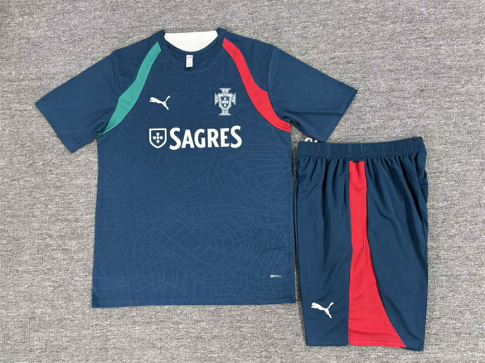 26/27 Kids Portugal Away Blue Short Sleeve + Soccer Shorts