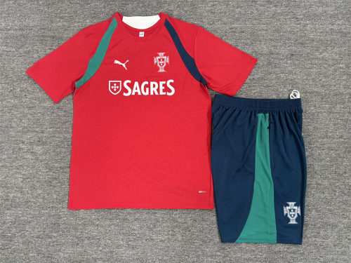 26/27 Kids Portugal Home Red Short Sleeve + Soccer Shorts