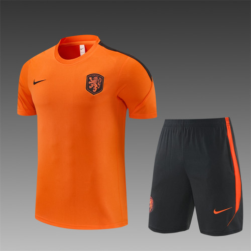 26/27 Netherlands Home Orange Short Sleeve + Soccer Shorts