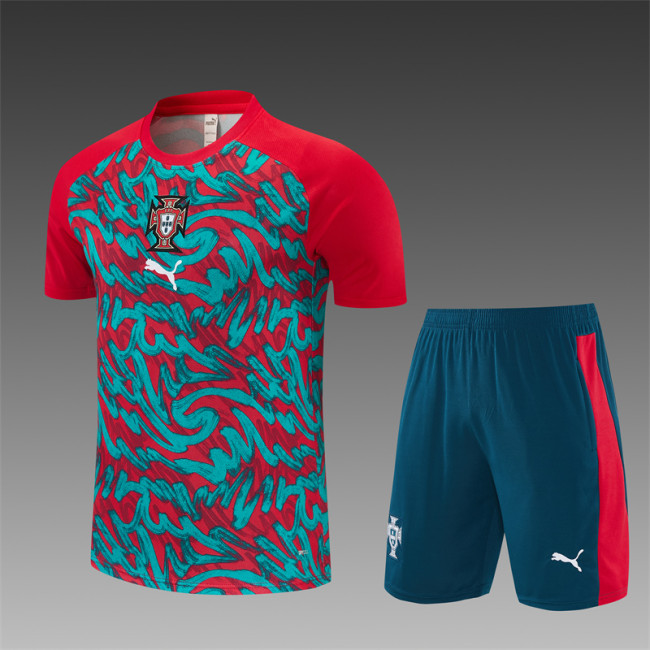 26/27 Portugal Third Red/Green Short Sleeve + Soccer Shorts