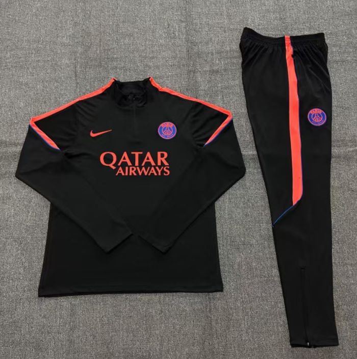 Player Version 26/27 Kids Paris Black Half Zipper Jacket+Long Pants