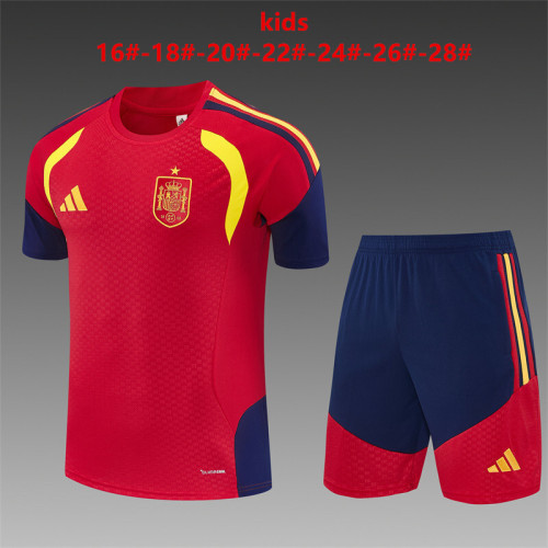 26/27 Kids Spain Home Red Short Sleeve + Soccer Shorts