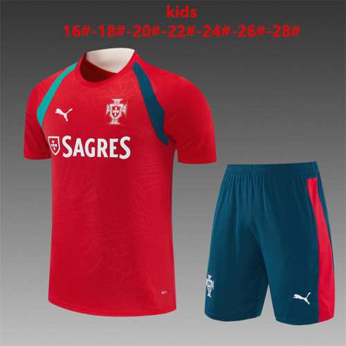 26/27 Kids Portugal Home Red Short Sleeve + Soccer Shorts