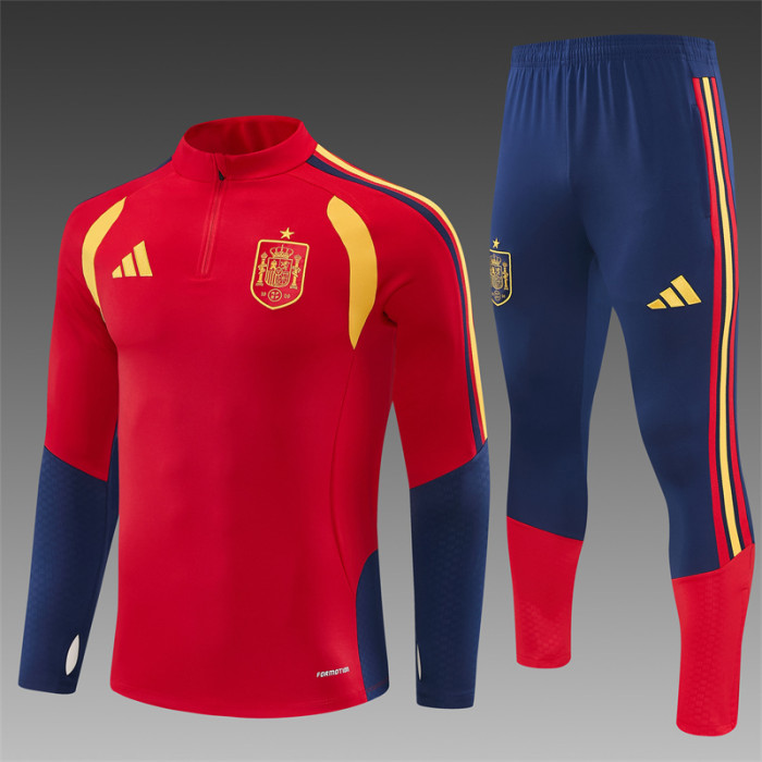 26/27 Spain Home Red Half Zipper Jacket Tracksuit + Long Pants