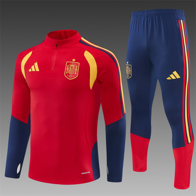 26/27 Spain Home Red Half Zipper Jacket Tracksuit + Long Pants