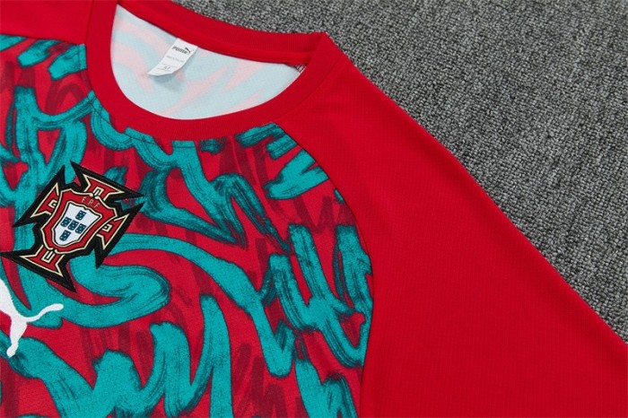 26/27 Portugal Third Red/Green Short Sleeve + Soccer Shorts