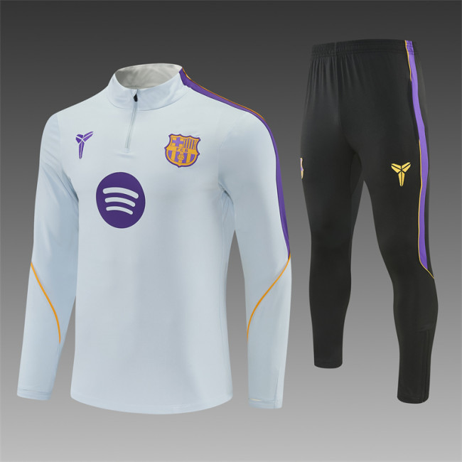 Player Version 26/27 Barcelona Light GreyHalf Zipper Jacket+Long Pants