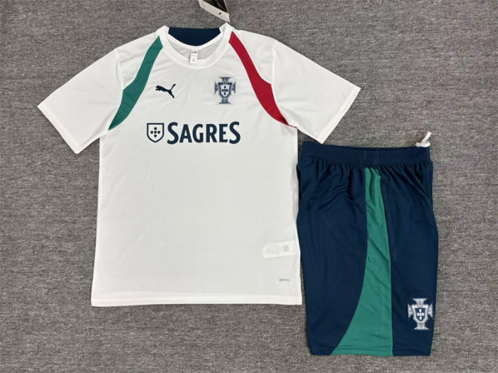 26/27 Kids Portugal Away White Short Sleeve + Soccer Shorts