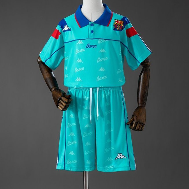 92/95 Kids Barcelona Away Retro Kit Jersey Size 16-28