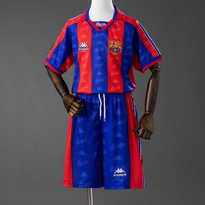 96/97 Kids Barcelona Home Retro Kit Jersey Size 16-28