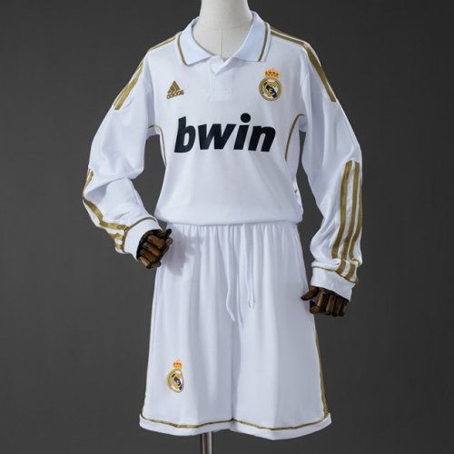 11/12 Kids Real Madrid Home Retro Long-Sleeve Kit Jersey Size 16-28