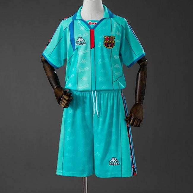 96/97 Kids Barcelona Away Retro Kit Jersey Size 16-28
