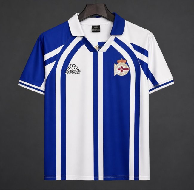 Retro 1999/00 Deportivo La Coruña Blue & White Stripe Home Jersey