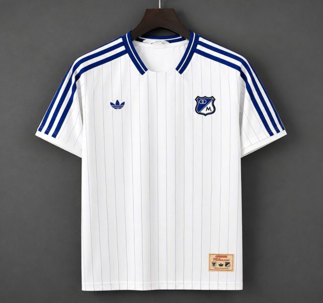 26/27 Adidas Originals Millonarios Vintage White Blue Pinstripe Jersey