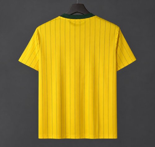 2026 Adidas Originals Brazil Vintage Pinstripe Yellow Jersey