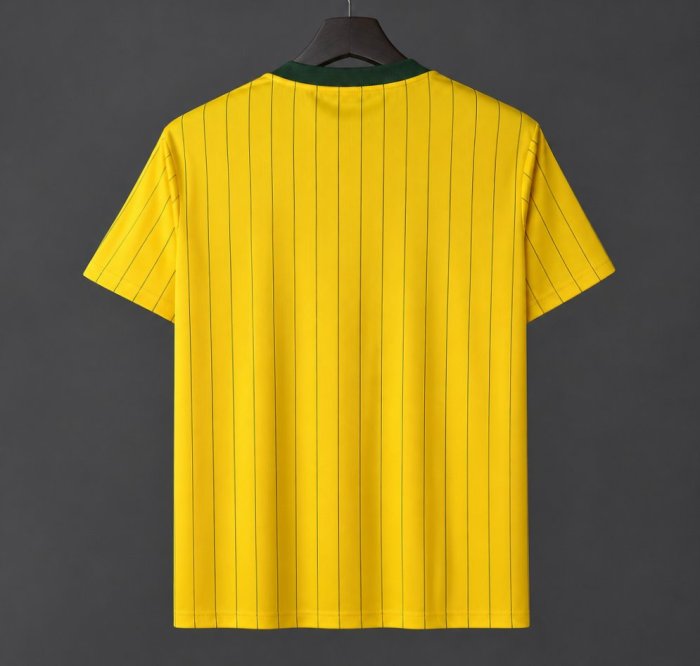 2026 Adidas Originals Brazil Vintage Pinstripe Yellow Jersey