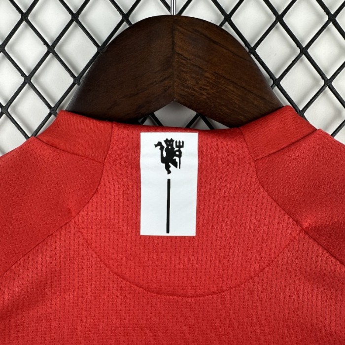 Retro Kids 07/08 Manchester United Home Long Sleeve Jersey