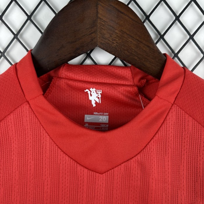 Retro Kids 07/08 Manchester United Home Long Sleeve Jersey