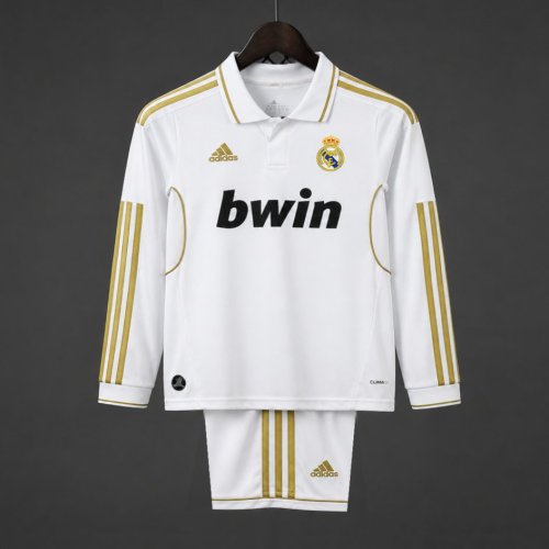 Retro Kids 11/12 Real Madrid Home Long Sleeve Jersey