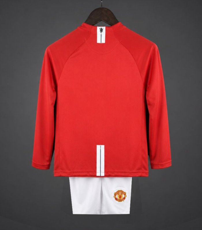 Retro Kids 07/08 Manchester United Home Long Sleeve Jersey