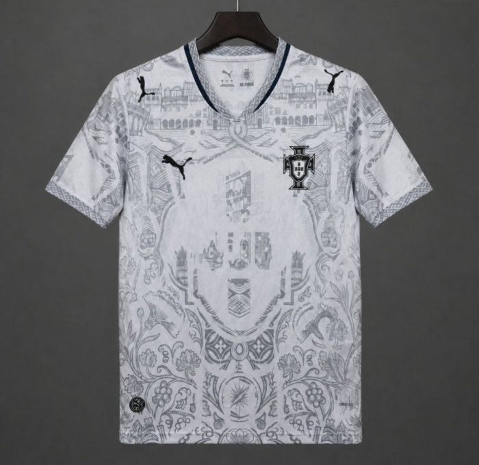 2026 Portugal White with Grey Azulejo Tile and Floral Tapestry Pattern Special Edition Jersey