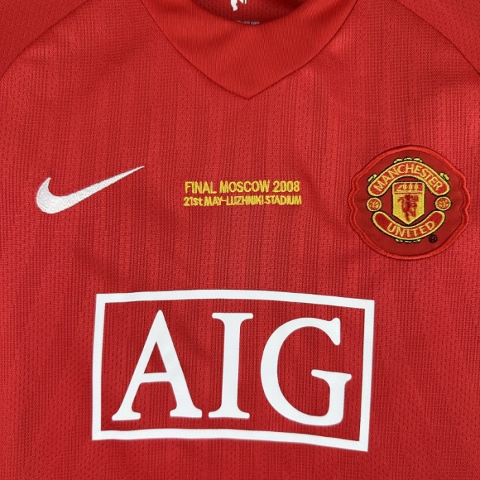 Retro Kids 07/08 Manchester United Home Long Sleeve Jersey