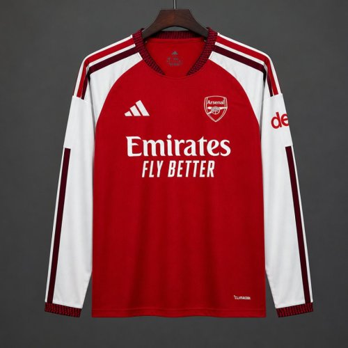 26/27 Arsenal Red with White Long Sleeve Home Jersey