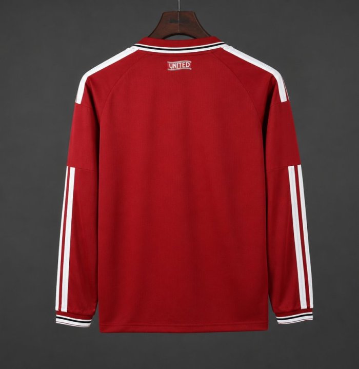 26/27 Manchester United Red with White Stripes Long Sleeve Home Jersey