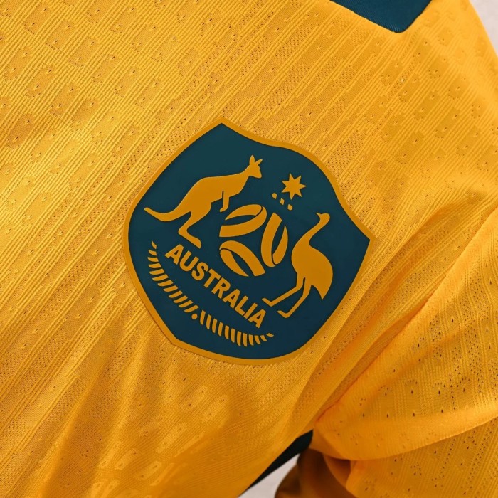Player Version 2026 Australia Gold with Teal Collar Home Jersey