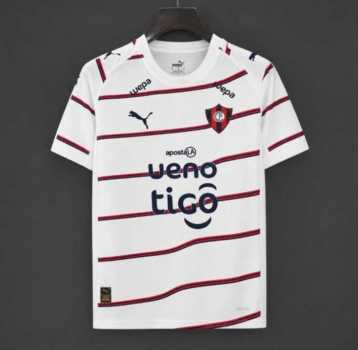 26/27 Cerro Porteño White with Red & Navy Stripes Jersey