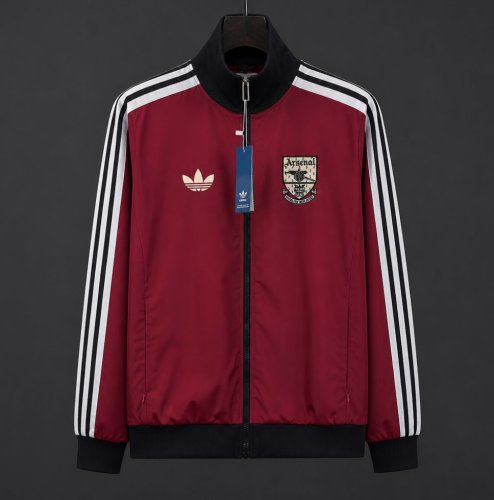 26/27 Arsenal Track Jacket Burgundy Black Full Zipper Windbreaker