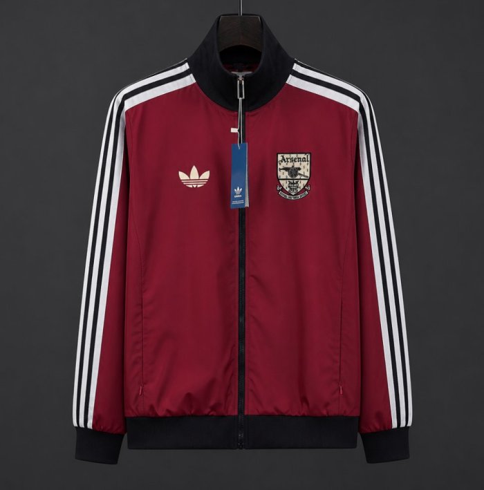 26/27 Arsenal Track Jacket Burgundy Black Full Zipper Windbreaker