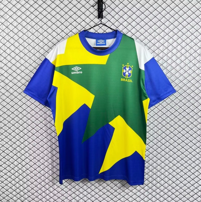 Retro1994 Brazil Blue Green Yellow Training Jersey