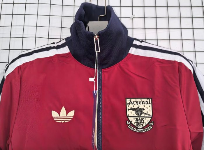 26/27 Arsenal Track Jacket Burgundy Black Full Zipper Windbreaker