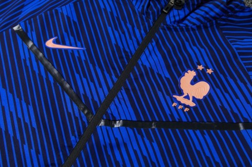2026 France Navy Blue Full Zipper Hooded Jacket Tracksuit + Long Pants