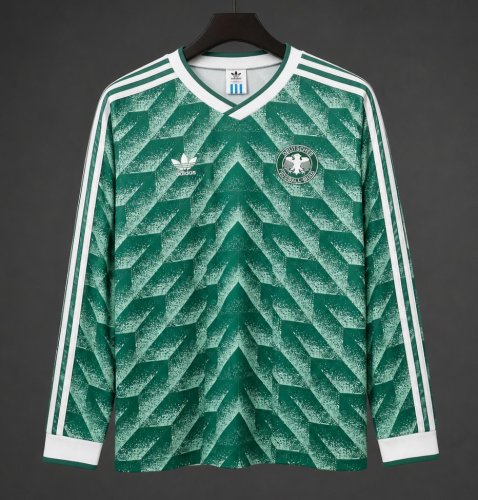 Retro 1990 West Germany Green Long Sleeve Away Jersey