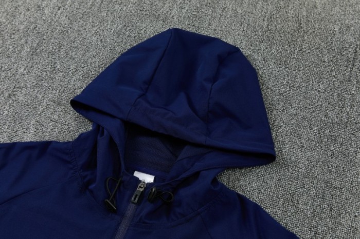 26/27 France Navy Blue Full Zipper Hooded Jacket Tracksuit + Long Pants