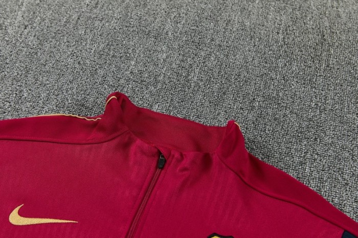 26/27 Barcelona Red & Black Half Zipper Jacket Tracksuit + Long Pants