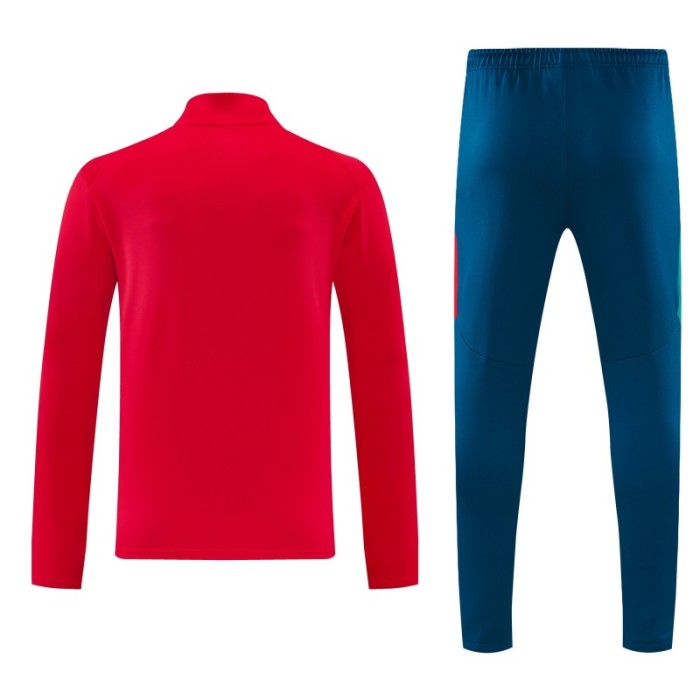 26/27 Portugal Red&Teal Half Zipper Jacket Tracksuit + Long Pants