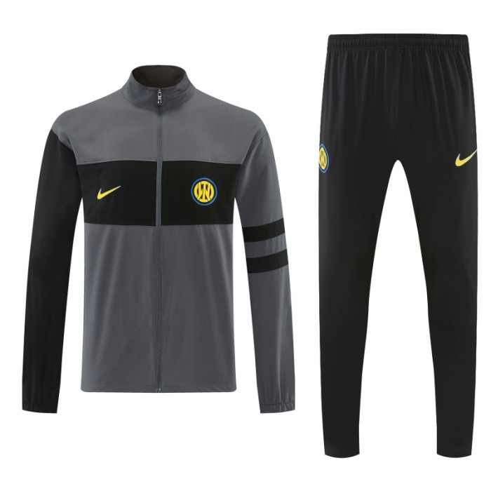 26/27 Inter Milan Grey & Black Full Zipper Jacket Tracksuit + Long Pants