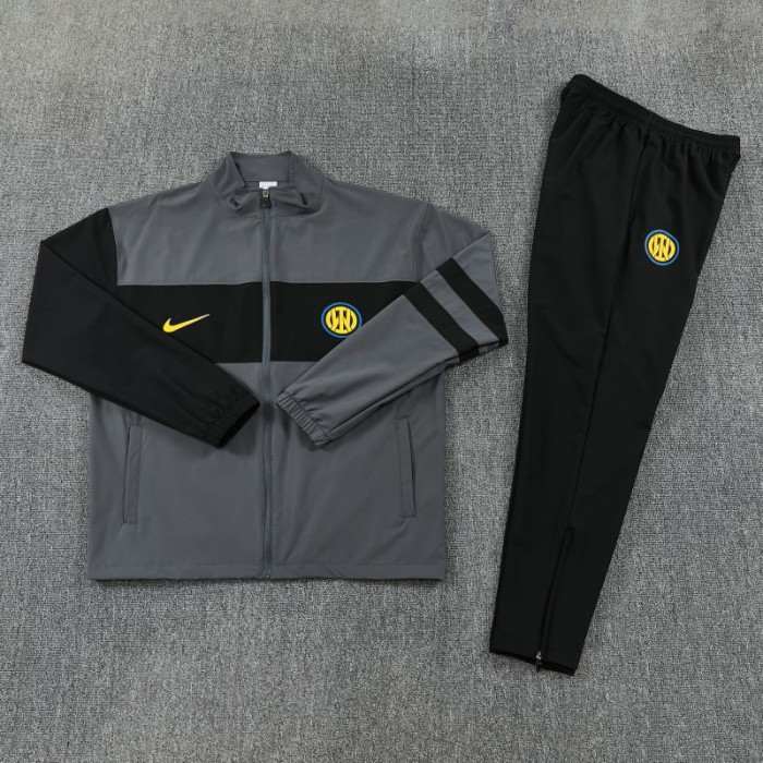 26/27 Inter Milan Grey & Black Full Zipper Jacket Tracksuit + Long Pants