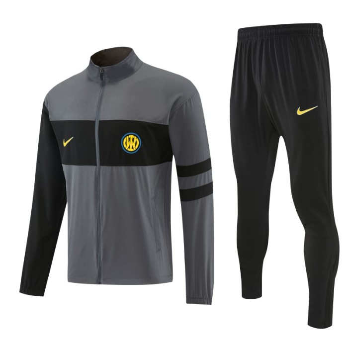 26/27 Inter Milan Grey & Black Full Zipper Jacket Tracksuit + Long Pants