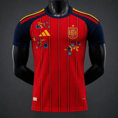 Player Version 2026 Spain Home  Floral Edition  Off White Special Jersey