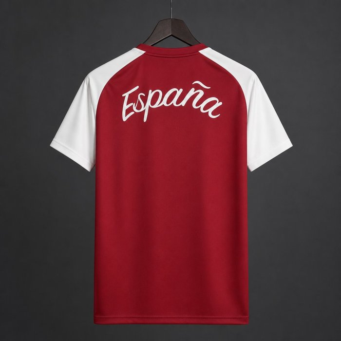 2026 Spain Pre-Match Away Red&White Jersey