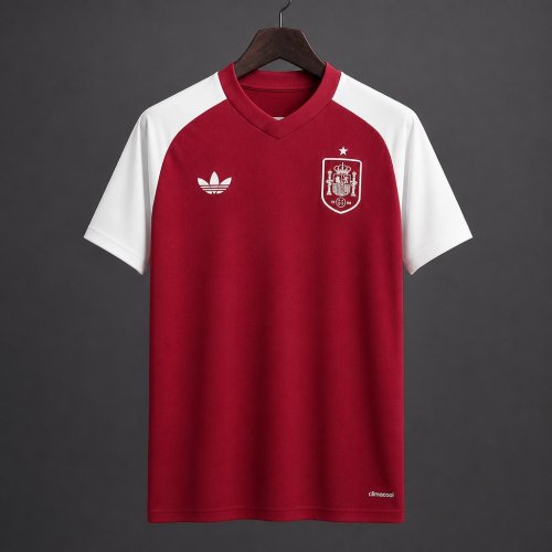2026 Spain Pre-Match Away Red&White Jersey