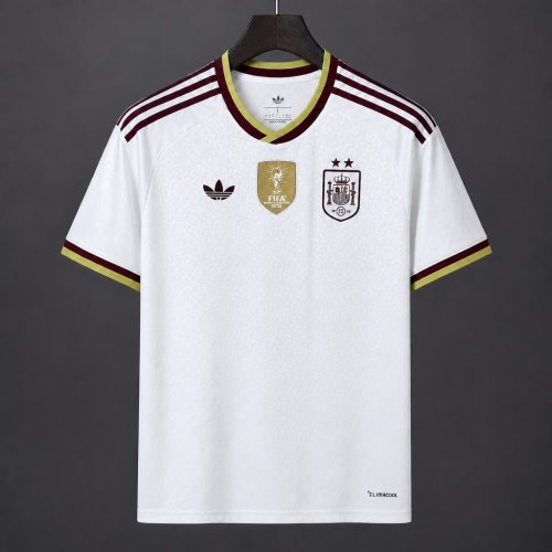 2 Star 2026 Spain Away White Jersey With Champion Patch